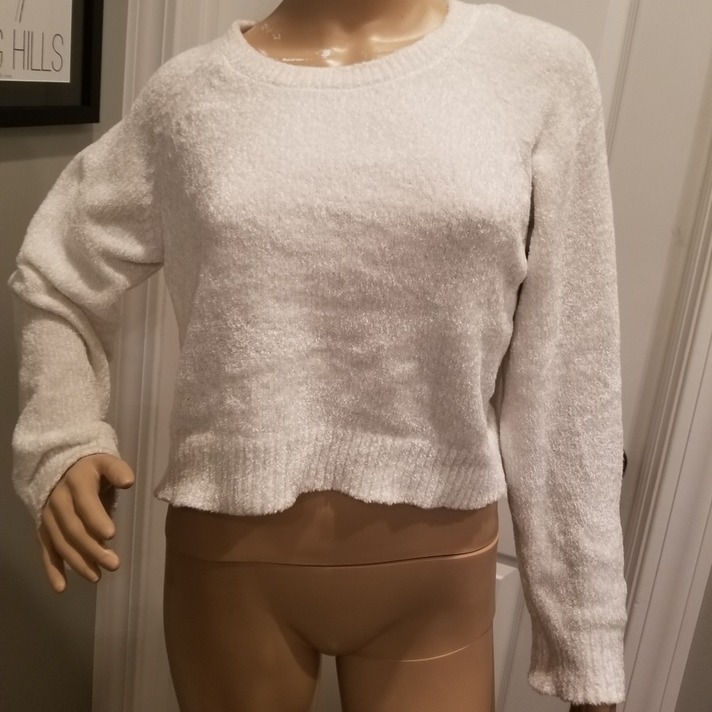 White fuzzy sweater